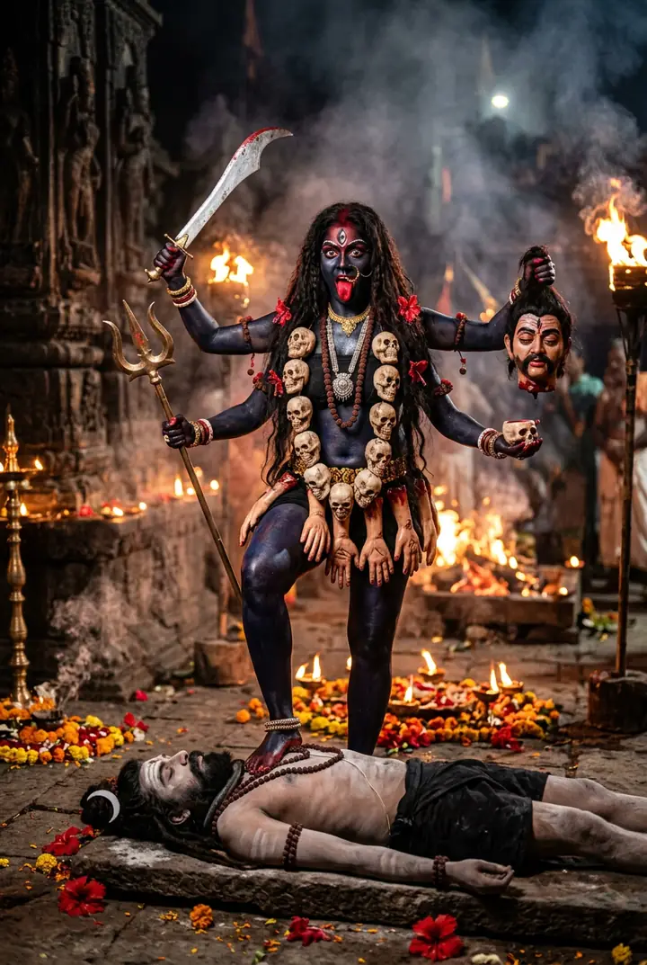 Hyper-realistic devotional portrait of Maa Adya Kali
